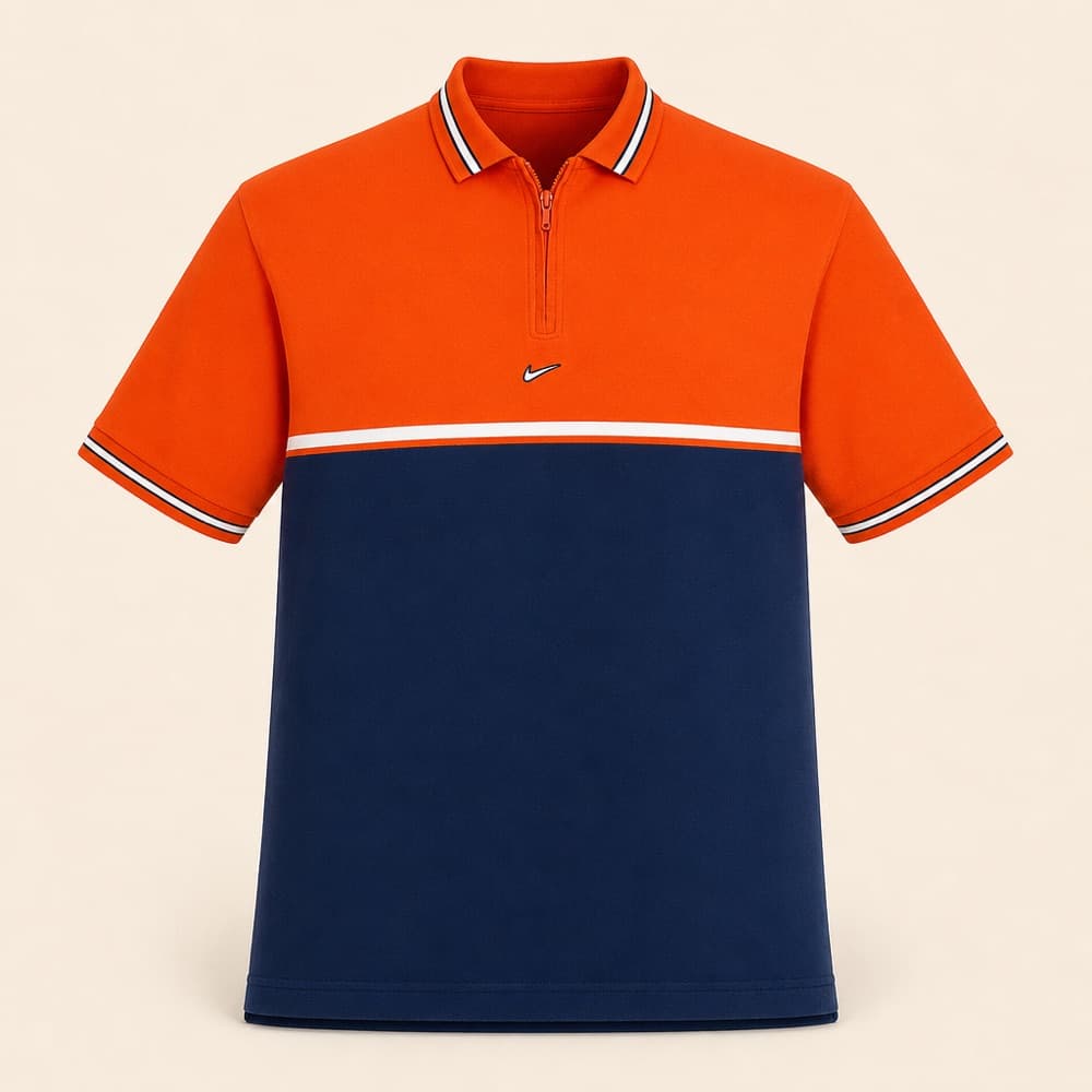 Nike Quarter-Zip Polo, Orange & Blue