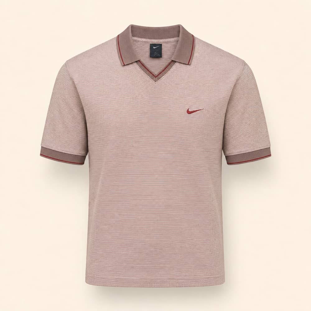 Nike V-Neck Striped Polo, Red
